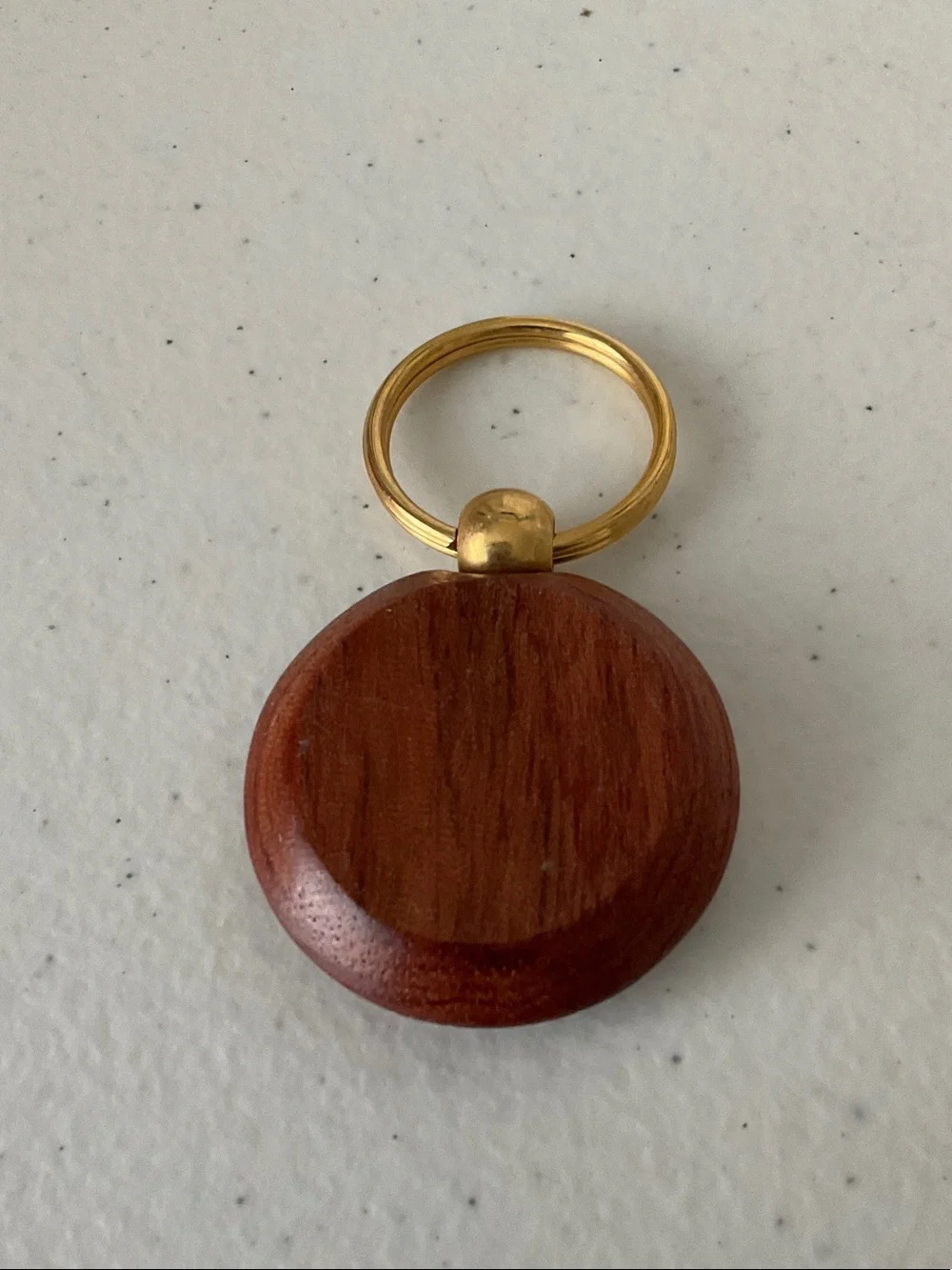 Wooden Keychain with Gold Ring - Brown